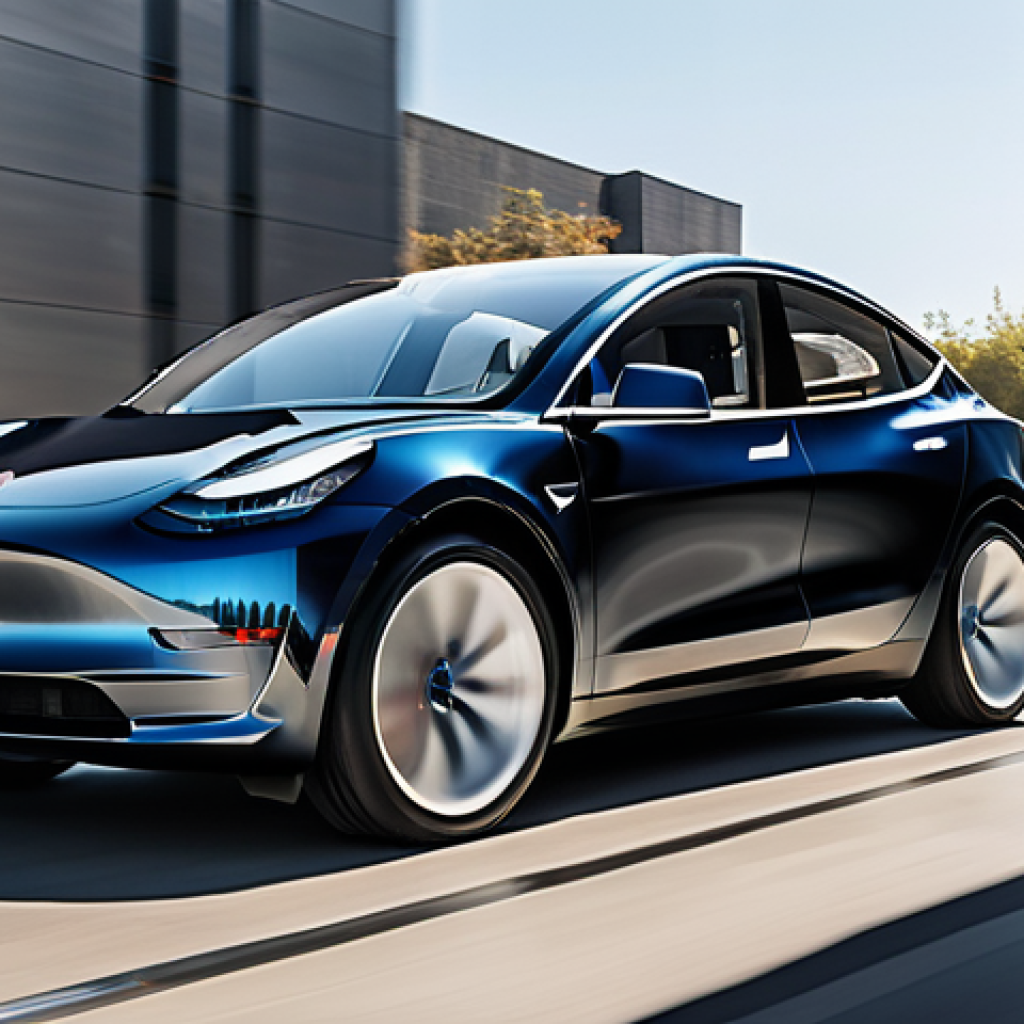 테슬라 전기차의 충돌 안전 테스트 결과 - **Prompt:** A sleek, modern Tesla Model 3 (or Model Y) depicted with a transparent, X-ray-like view ...