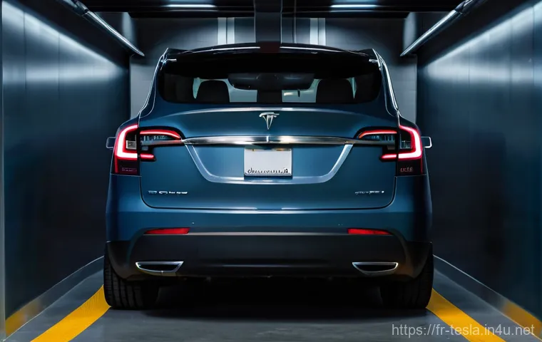 테슬라 모델 X의 최신 안전 기능 - A detailed, high-resolution cutaway view of a Tesla Model X, showcasing its robust, multi-layered bo...